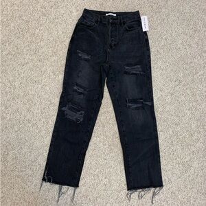 NWT PacSun Ripped Black High-Waisted Straight Leg Jeans
